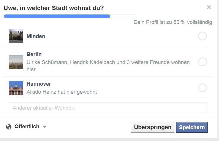 Facebook: Uwe, in welcher Stadt wohnst Du ?