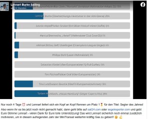 Bitte Lennart Burke zum Segle...