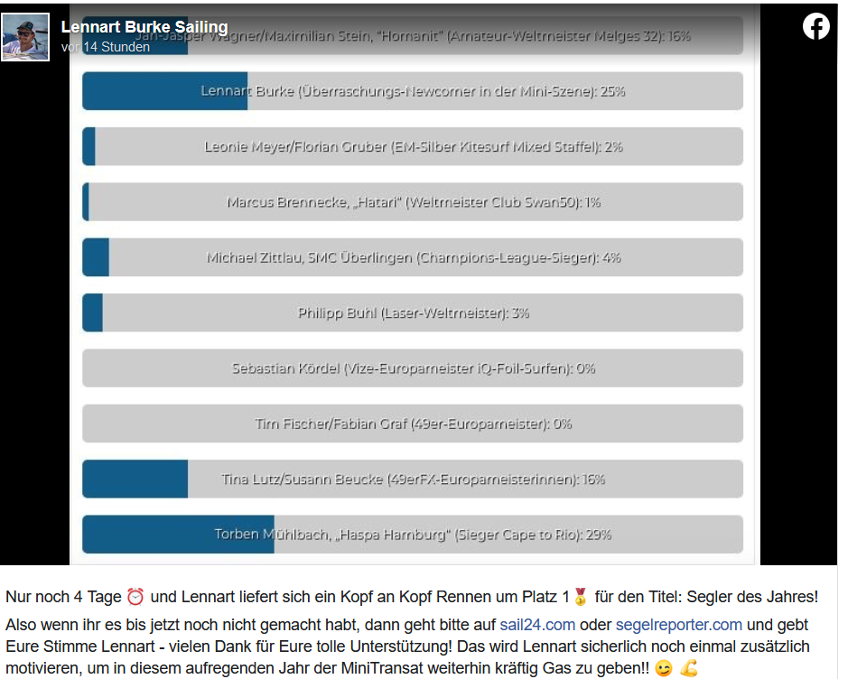 Bitte Lennart Burke zum Segler des Jahres wählen