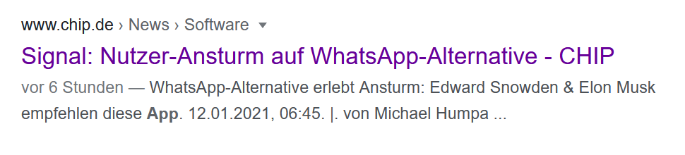 Ich verwende jetzt den SIGNAL...