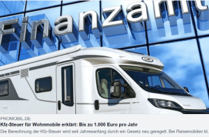 Wohnmobil – neue KFZ-Steuer bis 1000 EUR