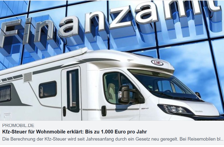 Wohnmobil – neue KFZ-Steuer bis 1000 EUR