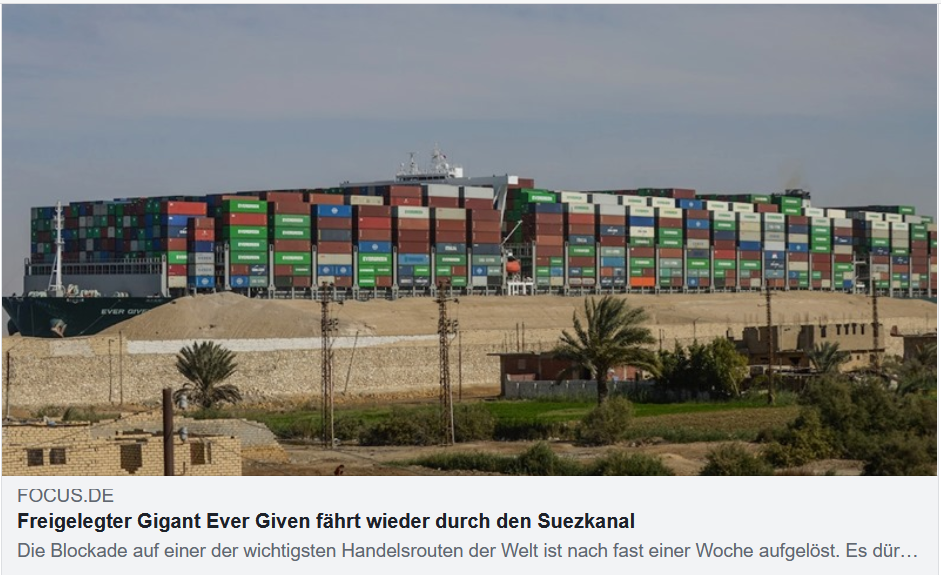 Freigelegter Gigant „Ever Given“ fährt wieder durch den Suezkanal
