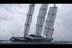 Maltese Falcon superyacht sailing in Sardinia on 30knts wind.