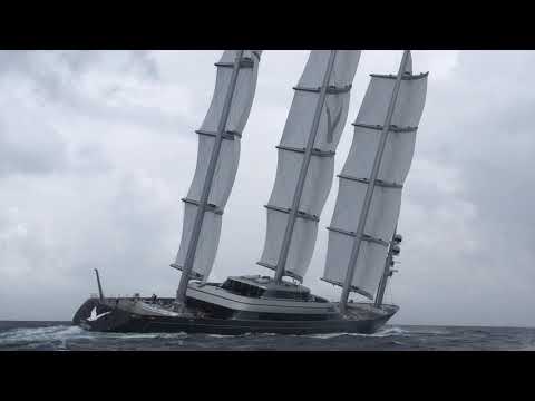 Maltese Falcon superyacht sailing in Sardinia on 30knts wind.