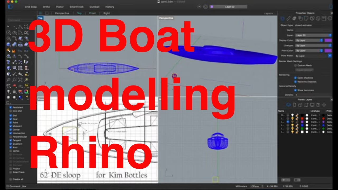 Rhino 3D boat modelling