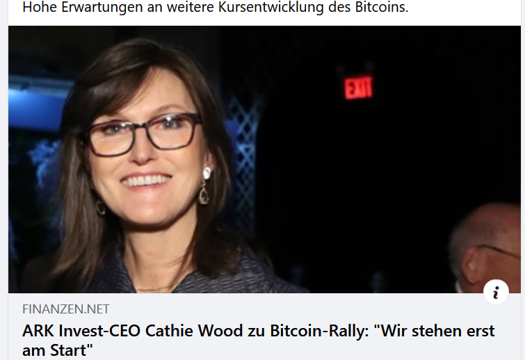ARK Invest-CEO Cathie Wood zu Bitcoin-Rally: „Wir stehen erst am Start“