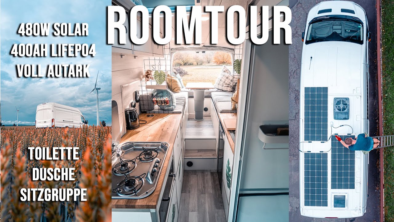 Roomtour ‖ L4H3 Ausbau für autarkes Leben im Van mit Solar, Dusche, Küche und riesiger Sitzgruppe