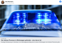 Vier leblose Personen in Wohnwagen gefunden – eine davon tot