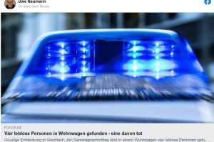 Vier leblose Personen in Wohnwagen gefunden – eine davon tot