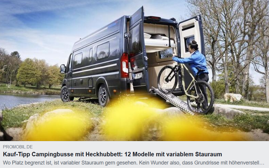 promobil – Kauf-Tipp Campingbusse mit Heckhubbett