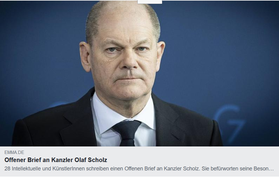 Offener Brief an Kanzler Olaf Scholz