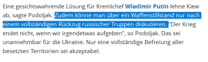 Ukraine setzt Friedensgespräc...