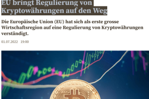 EU bringt Regulierung von Kryptowährungen auf den Weg