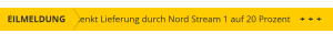 Eilmeldung - Nur noch 20 % Ga...