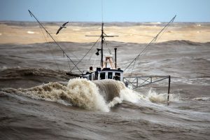 Fishing boats nearly capsize entering the Greymouth River