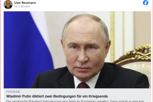 Wladimir Putin diktiert zwei Bedingungen für ein Kriegsende