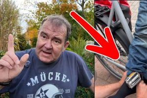 Lebensgefahr bei E-Bikes ohne Kettenschutz. Handwerksmeister Olaf ist gestürzt.