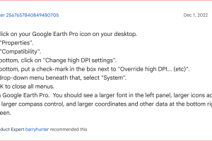 Google Earth – Beschrifung der Seitenleiste vergroessern