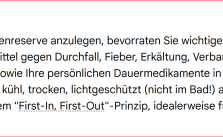 Tipp – Medikamenten-Reserve für ein Quartal anlegen