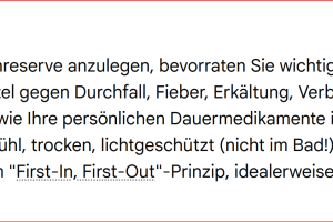 Tipp – Medikamenten-Reserve für ein Quartal anlegen
